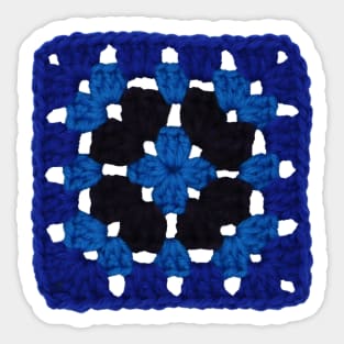 Blue Flower Vintage Crochet Granny Square Sticker